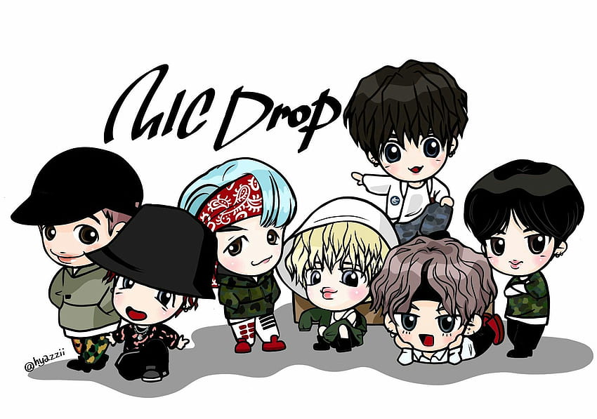 Mic drop bts.. Fanart ♡. BangtanArt Chibi. Fanart, BTS Members Cartoon HD wallpaper