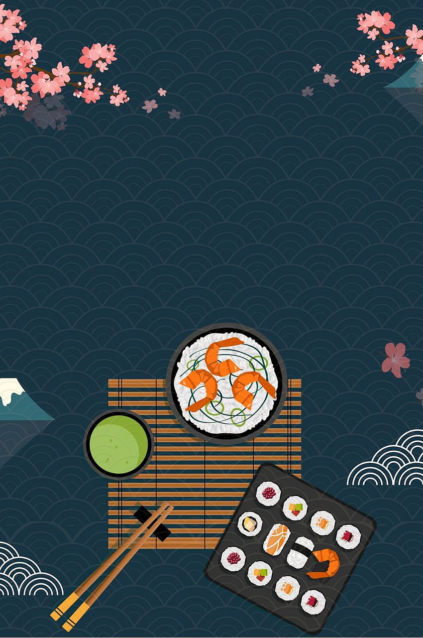 Modelo de plano de fundo de sushi de comida japonesa simples, comida japonesa, comida, plano de fundo japonês para, sushi bonito de Kawaii Papel de parede de celular HD