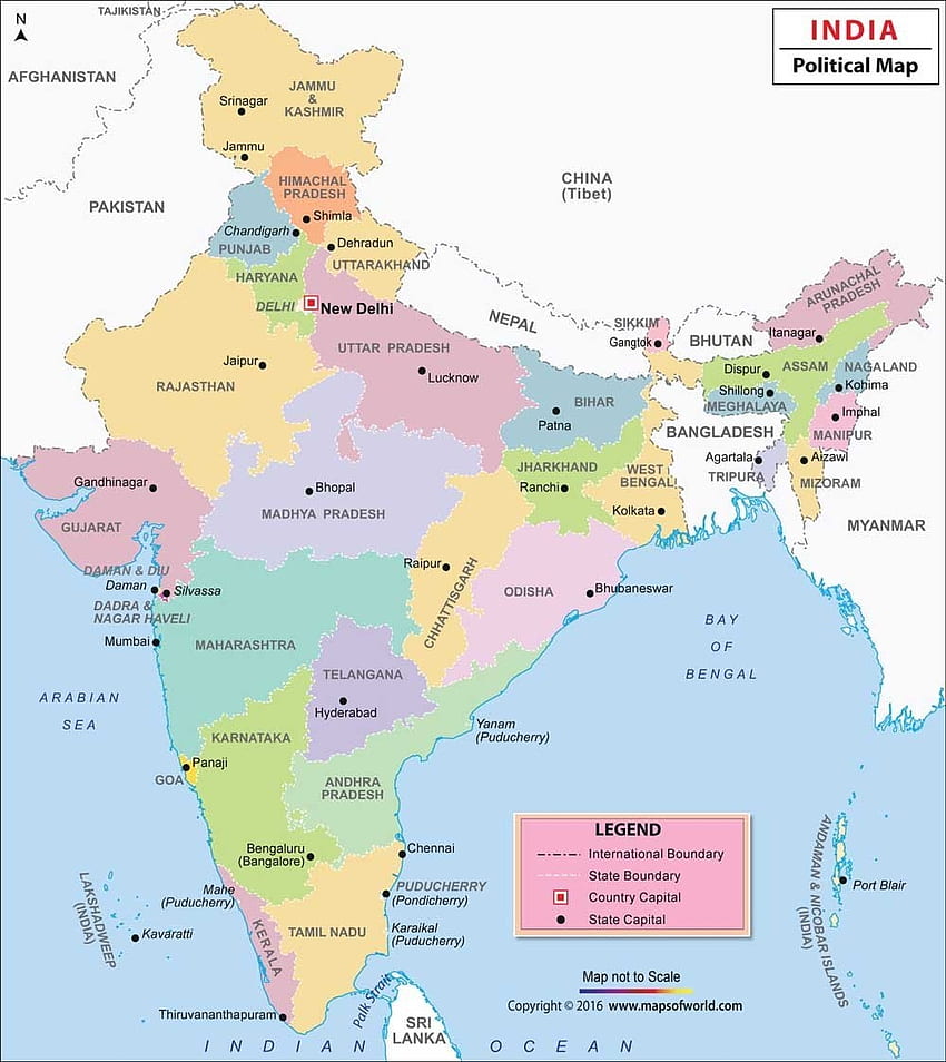 Mapa da Índia é - Mapa da Índia Mapa Político Papel de parede de celular HD
