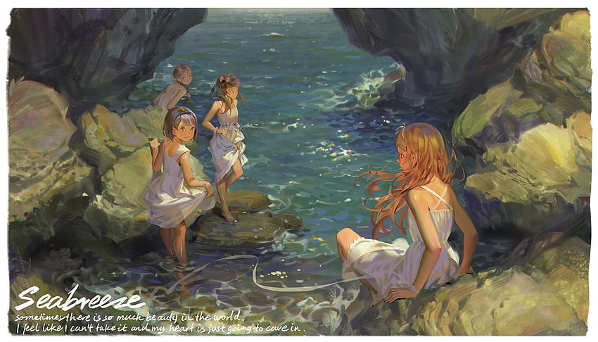 :), summer, sea, art, fantasy, ra lilium, girl, water, vara HD wallpaper
