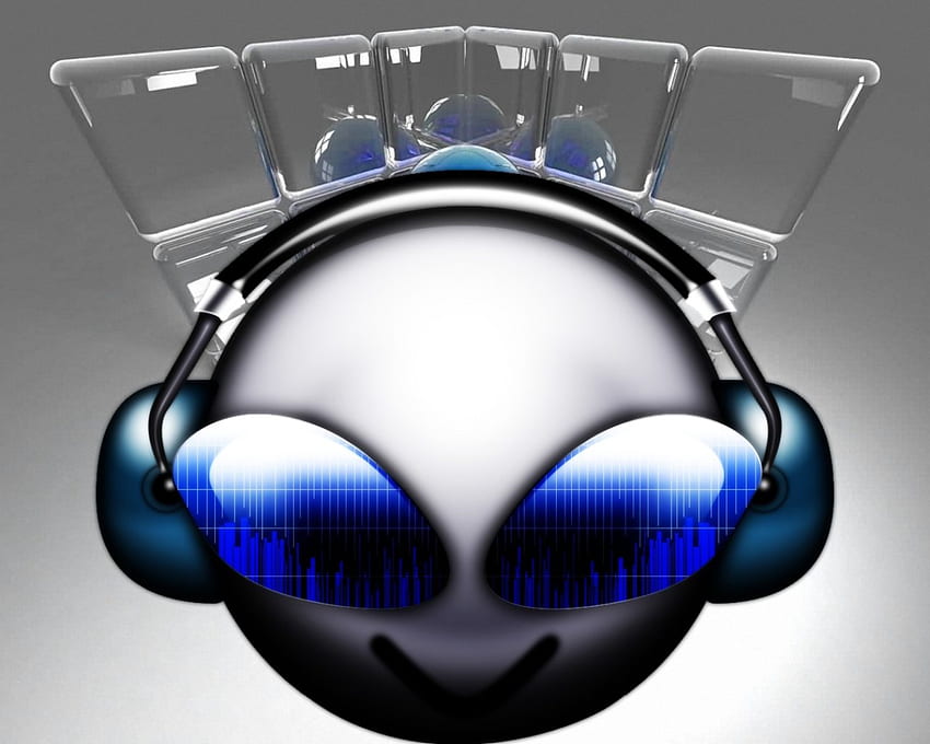 musica 2, aliens, music, headphones, speakers, eyes HD wallpaper
