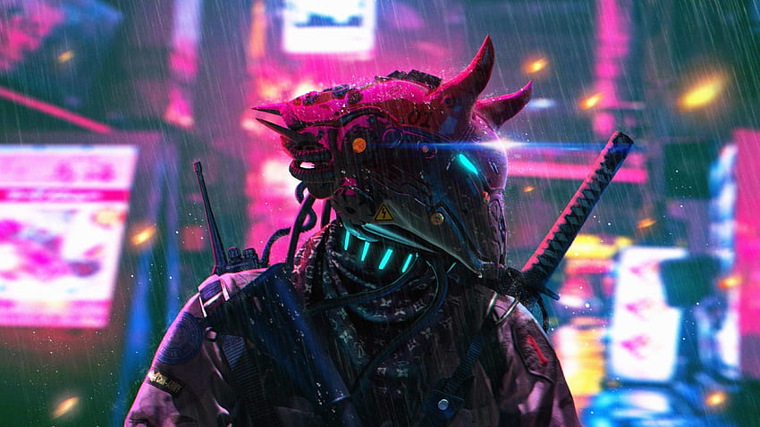 Neon City, Cyberpunk Warrior, Ficção Científica, Futurista, Luzes, Espada For U TV Maiden papel de parede HD