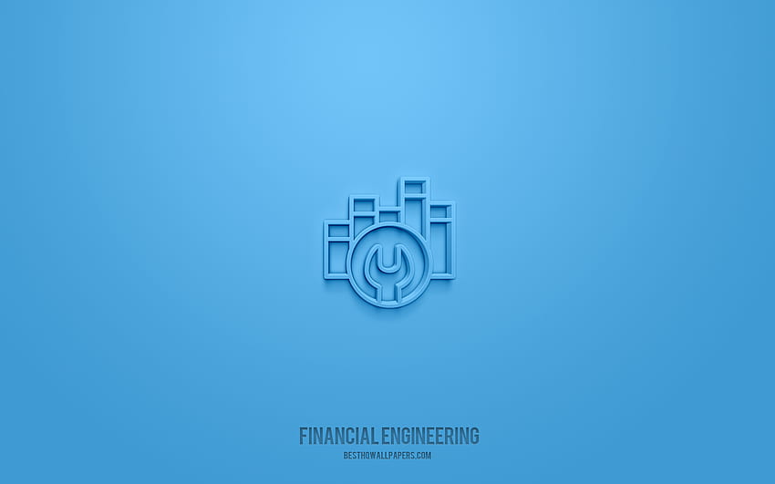 Icône 3d d'ingénierie financière, fond bleu, symboles 3d, ingénierie financière, icônes d'affaires, icônes 3d, signe d'ingénierie financière, icônes 3d d'affaires Fond d'écran HD