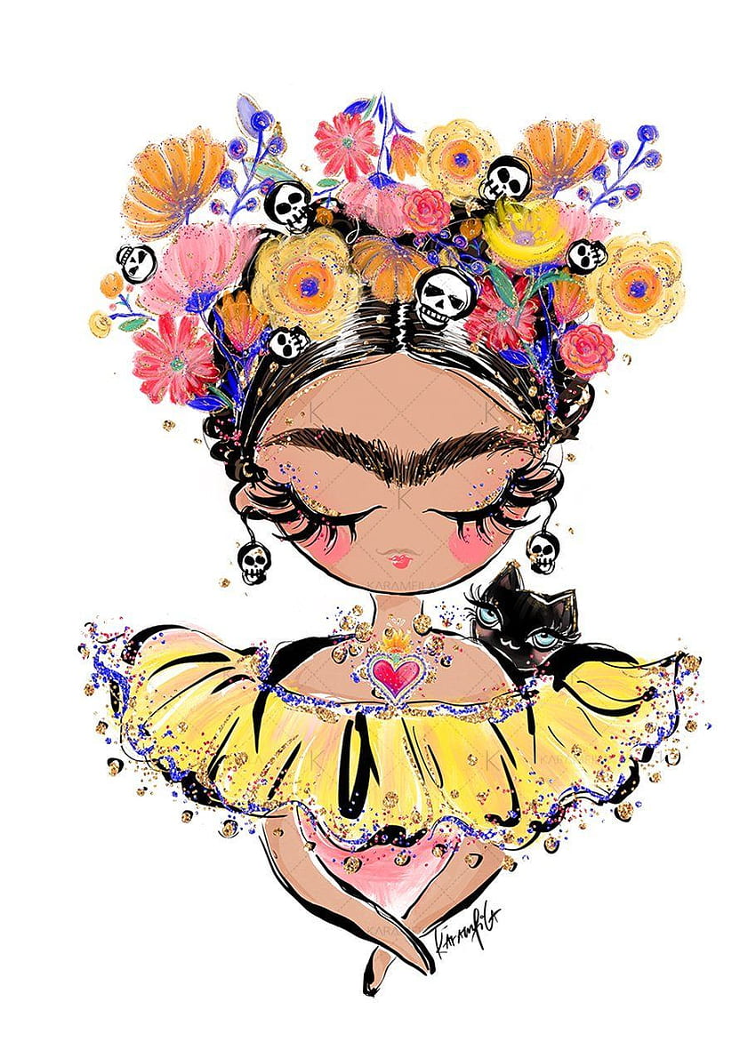 Мексикански клипарт. Картини на Кало, Изкуство, рисунка на Фрида Кало, Карикатура на Фрида Кало HD тапет за телефон