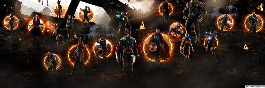 Avengers: Endgame сглобяване, двоен екран Avengers HD тапет