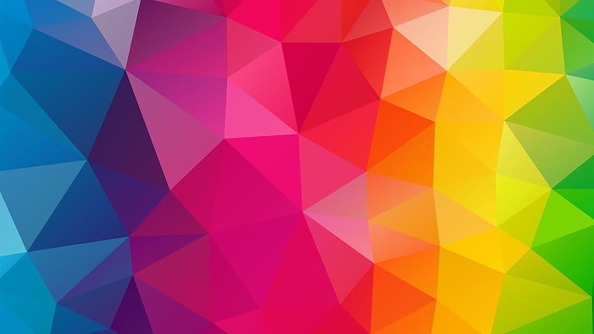 Arco-íris geométrico -, fundo geométrico do arco-íris no morcego, triângulo geométrico colorido papel de parede HD