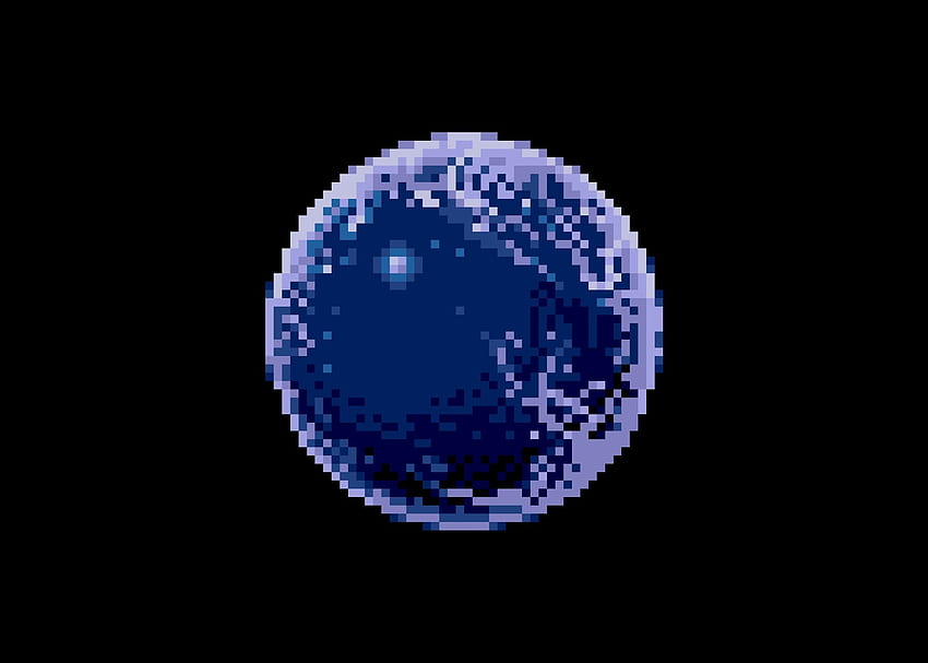 Weltraum, Planet, Pixel, Pixelkunst, schwarzer Hintergrund, blau, Ball / und mobiler Hintergrund, blauer Ball HD-Hintergrundbild