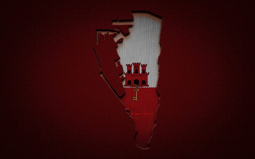 Gibraltar map, , European countries, Gibraltar flag, red carbon background, Gibraltar map silhouette, Europe, Gibraltar, flag of Gibraltar HD wallpaper