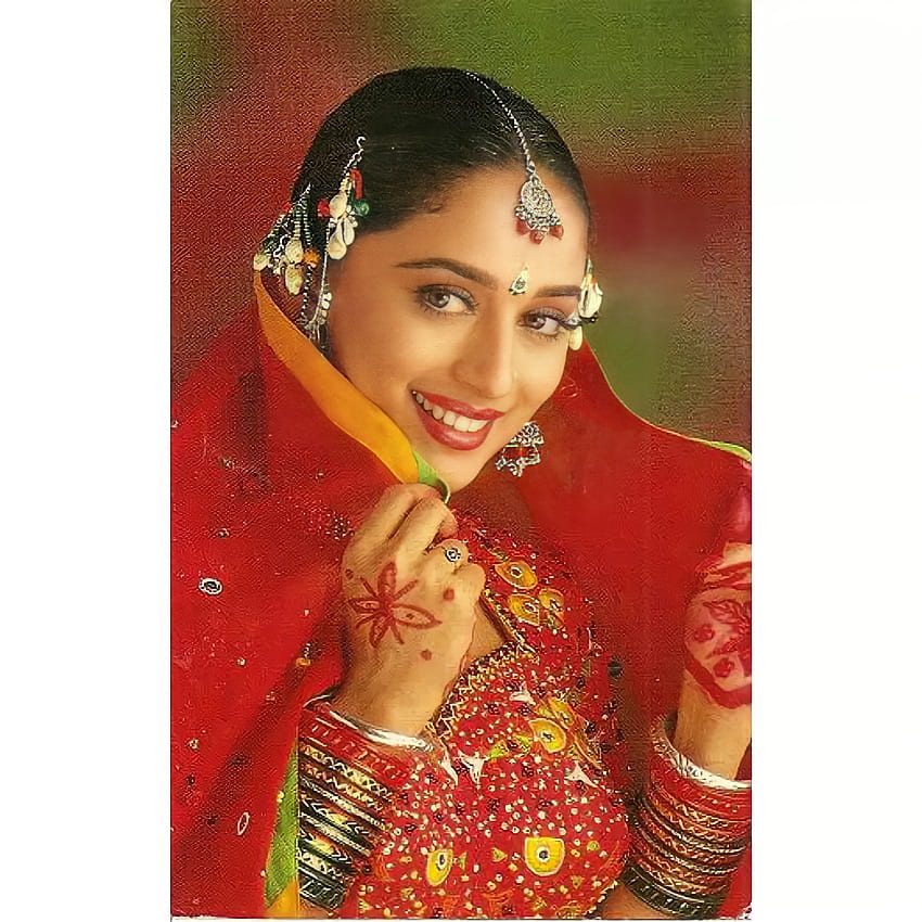Madhuri Dixit, sari, vintage, Bollywood Fond d'écran de téléphone HD