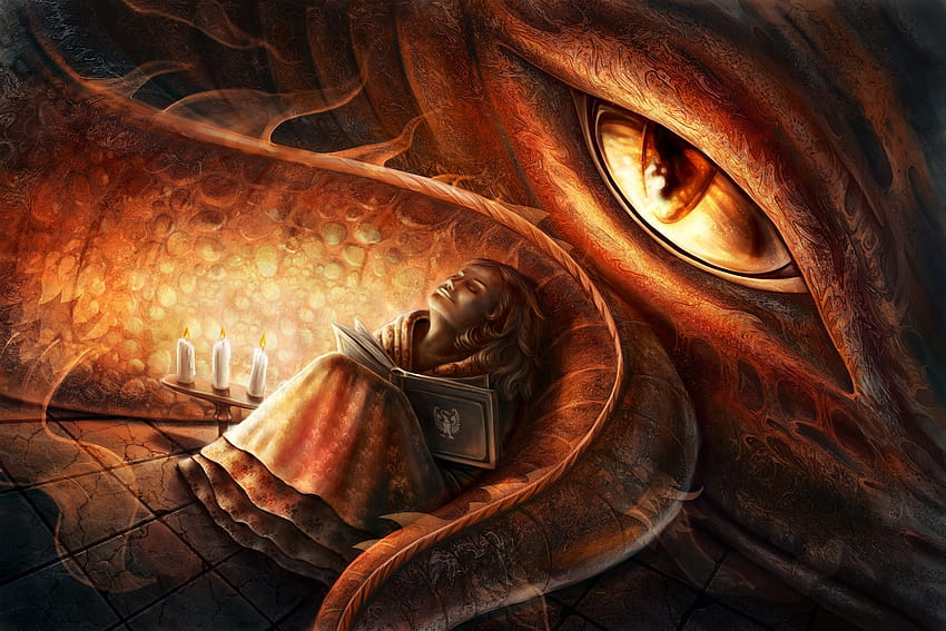 Sleeping Dragon Fantasy Art HD wallpaper