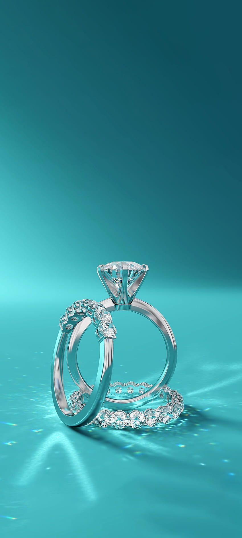 Diamentowy zestaw ślubny, srebrny, aqua, obrączka, piękne, miłość, pierścionki, premium Tapeta na telefon HD