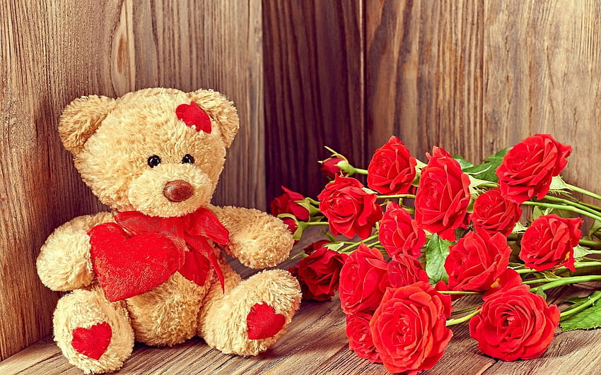 Love Teddy Bear, Flower Teddy Bear HD wallpaper | Pxfuel