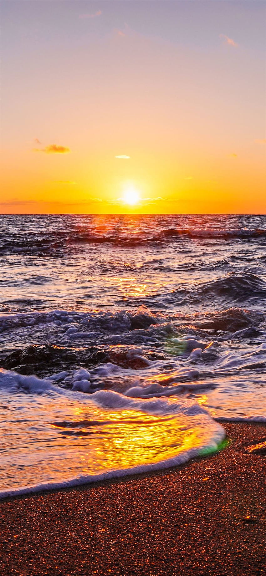 dalgalar plaj gün batımı iPhone X , Sahil Gün Batımı Okyanus Dalgaları HD telefon duvar kağıdı