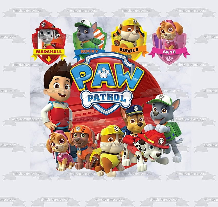 Paw Patrol Marshall Rubble Rocky Skye Edible Cake Topper ABPID03 – A Birtay Place HD wallpaper