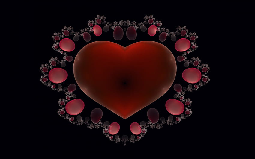Simplesmente um coração, coração, abstrato, vermelho fractal papel de parede HD