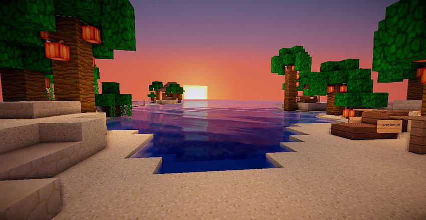 Shaders. : Minecraft, Minecraft Beach HD wallpaper