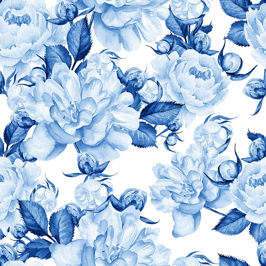 Blue Watercolor Peonies - 25W x 200H - Overstock, Blue Watercolor Flowers HD phone wallpaper