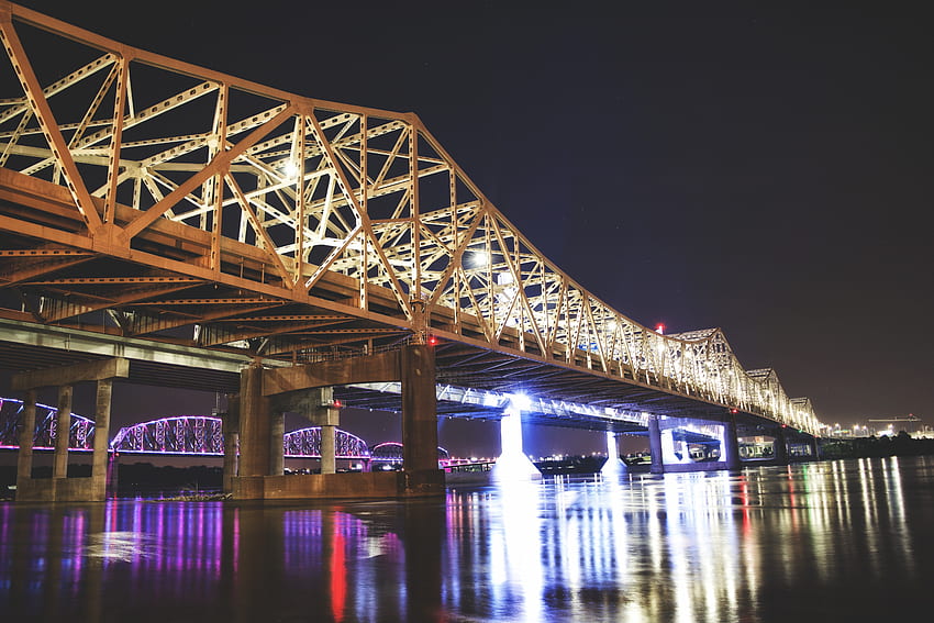 Cities, Night, Usa, United States, Big Bridge, Great Bridge, Louisville HD wallpaper