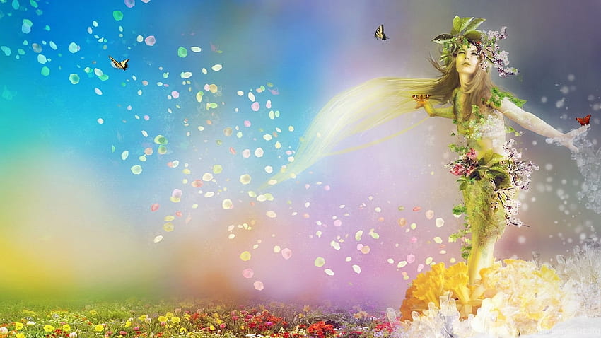 Animated Fairy Top Background, Garden Fairies HD wallpaper