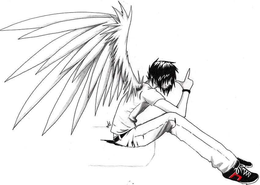 anime drawings. Emo anime angel boy, Anime Love Couples, Anime, Love Drawings HD wallpaper