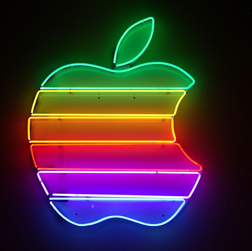 Manzana de neón. Logotipo de Apple iPhone, Apple ipad air, Apple iphone fondo de pantalla