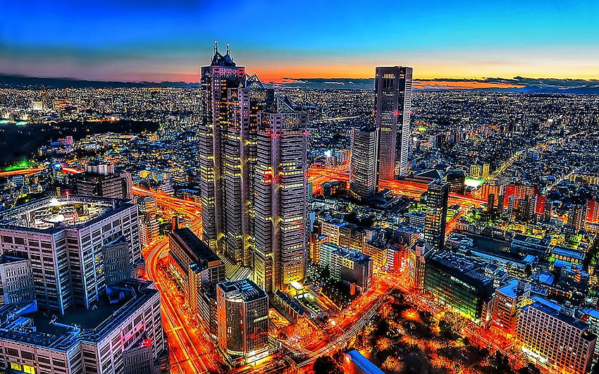 tokyo, , Shinjuku, , Cityscape, , Night, , Urban, , Architecture / and Mobile Background, Shinjuku Skyline Tokyo HD wallpaper