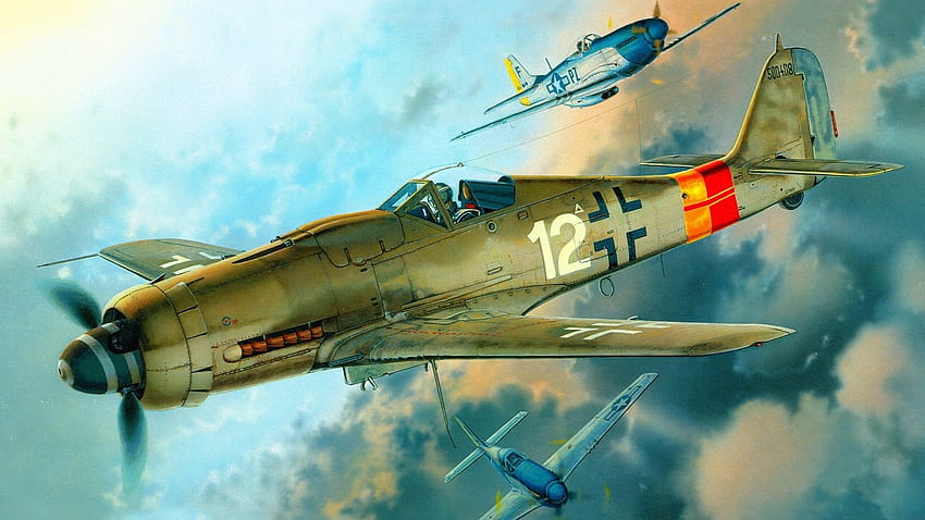 第二次世界大戦 fw 190 フォッケウルフ ドイツ空軍 ドイツ軍用機、WW2 戦闘機 高画質の壁紙