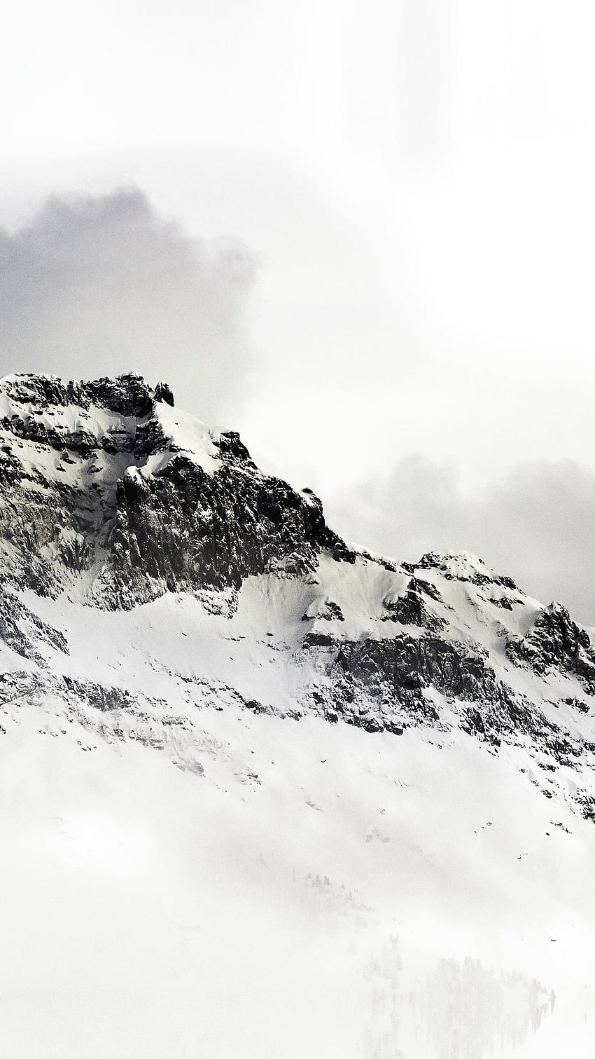 iPhone 8 . Bergweißer Schnee, Schwarz-Weiß-Minimalist HD-Handy-Hintergrundbild