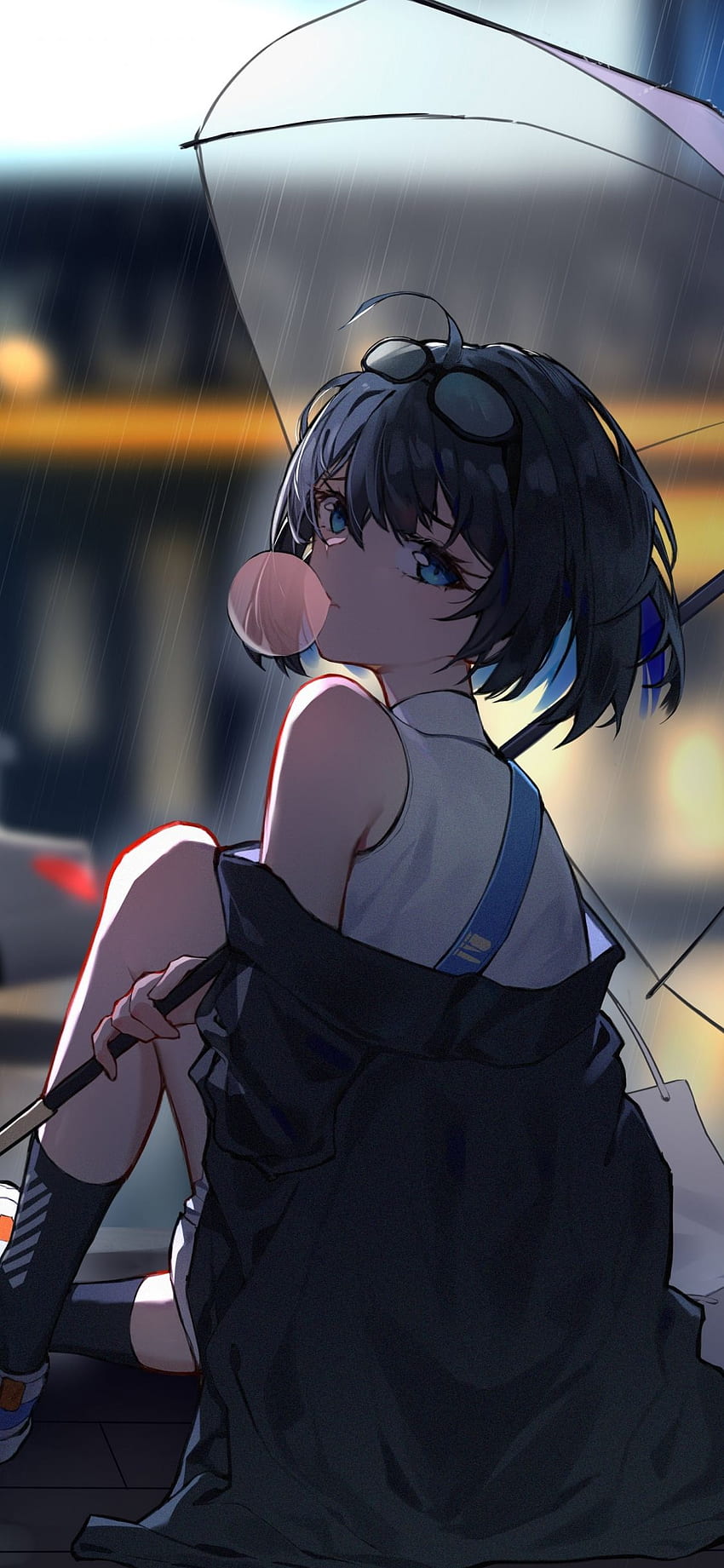 enjoying rain, anime girl , iphone x, , background, 25093, Anime Girl iPhone X HD phone wallpaper