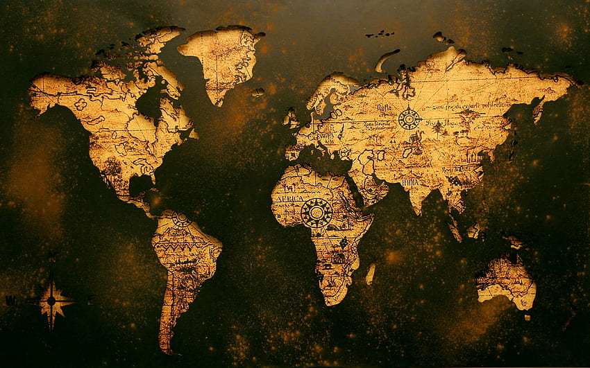 stara mapa świata, metalowe mapy, retro mapa świata, koncepcje mapy świata, koncepcje podróży, mapy świata Tapeta HD
