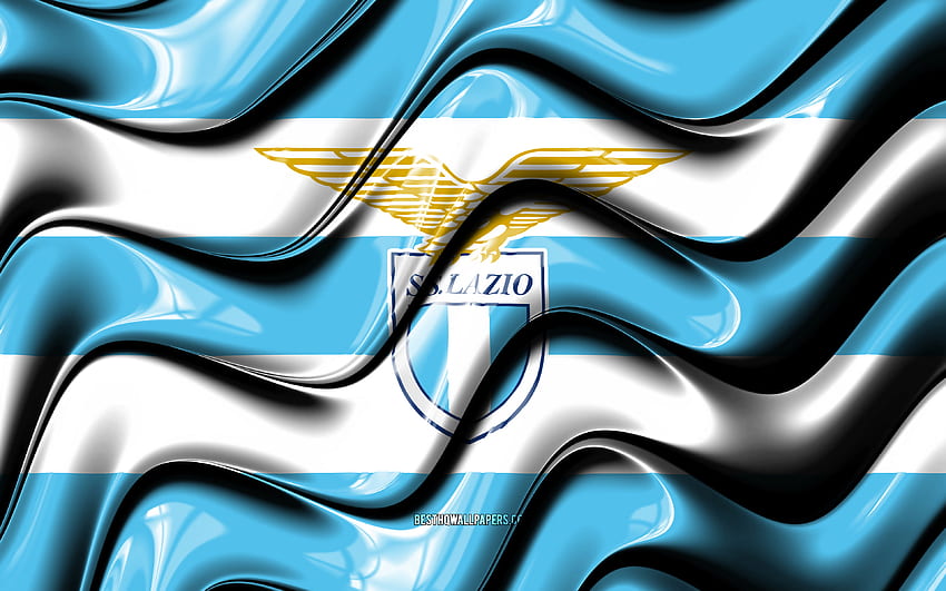 Lazio bayrağı, mavi ve beyaz 3D dalgalar, Serie A, İtalyan Futbol Kulübü, SS Lazio, futbol, ​​Lazio logosu, Lazio FC HD duvar kağıdı