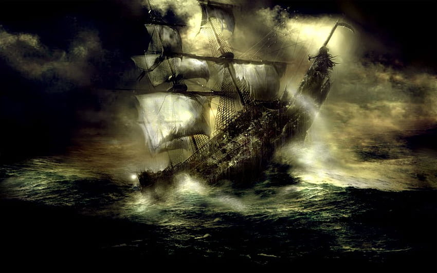 Ghost Pirate Ship For con, Flying Dutchman HD wallpaper