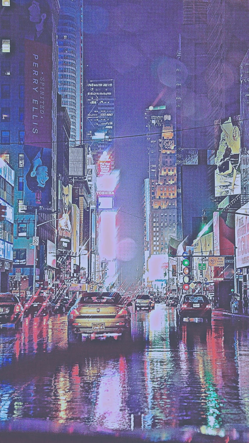 grafik kunst vintage traum autos NYC stadt regen magisch new york new york city stadt träumen farbenfroh ny manhattan david magisch newyor. HD-Handy-Hintergrundbild