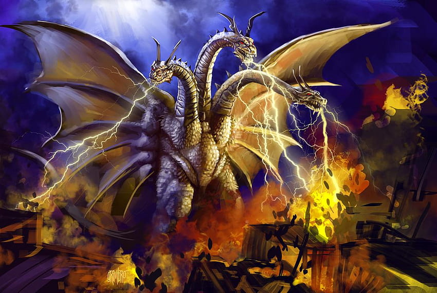 Deathwing (WoW) contro King Ghidorah, Godzilla vs. Re Ghidora Sfondo HD