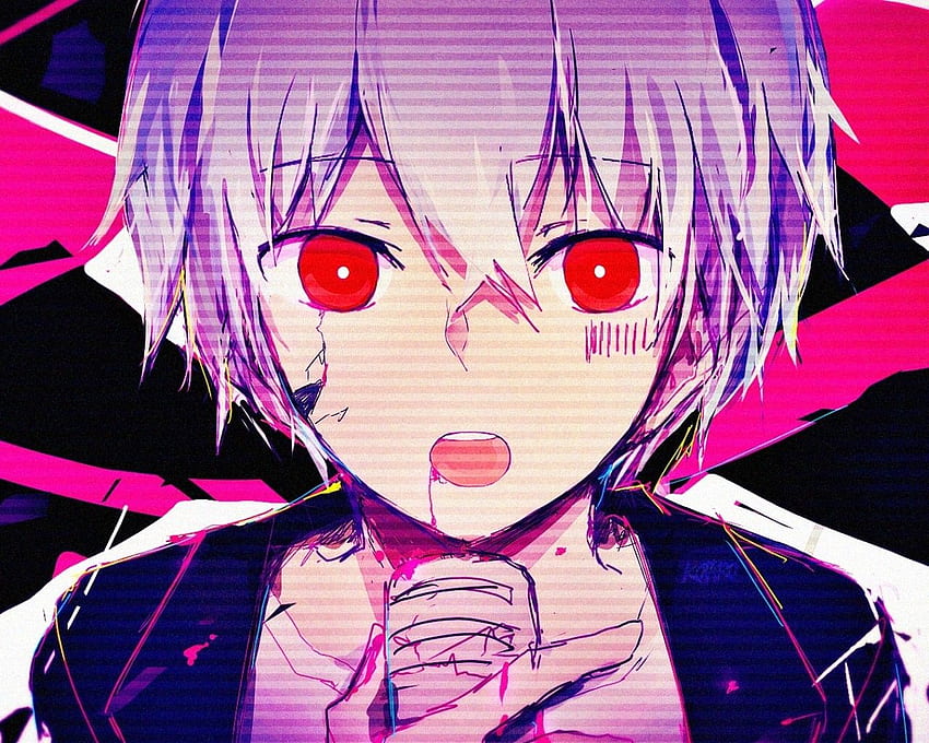 Anime Boy, Glitch, Red Eyes, Face HD wallpaper | Pxfuel