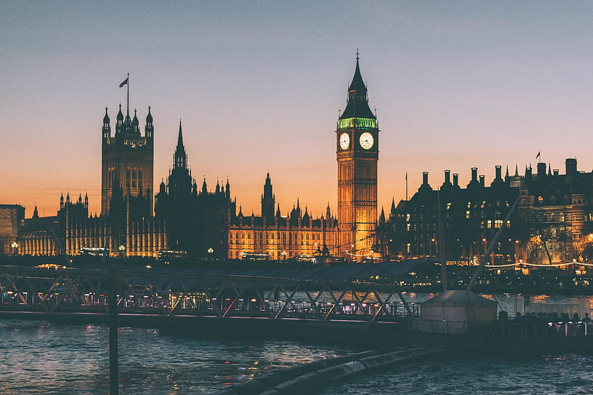 Clock tower, architecture, Big Ben, London, Night HD wallpaper