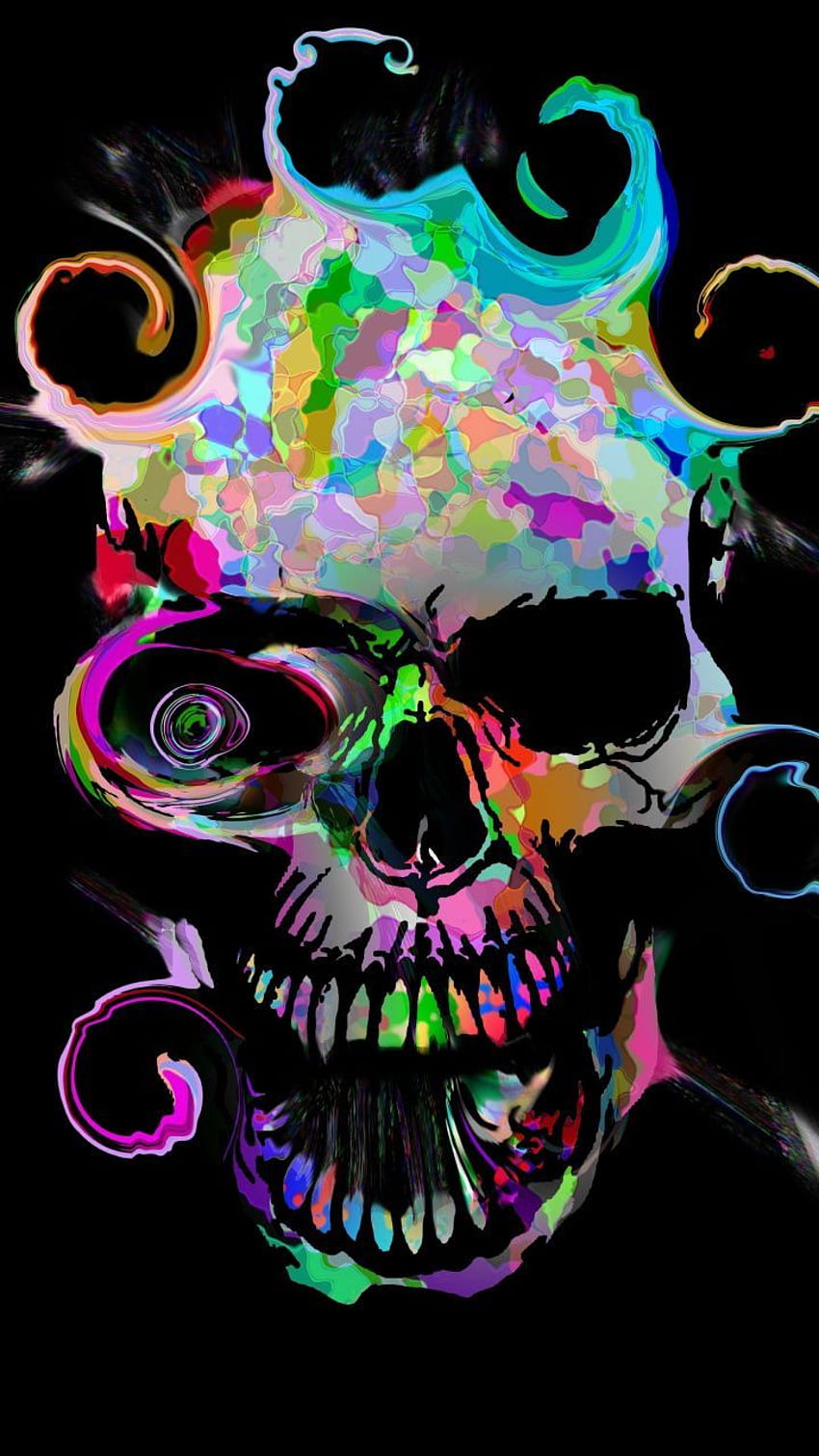 Artistic, colorful, skull, dark, . Skull, Epic Skull HD phone wallpaper