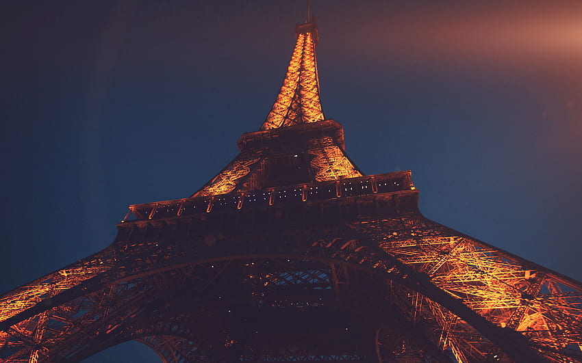 for , laptop. eiffel tower paris france tour vacation city night flare HD wallpaper