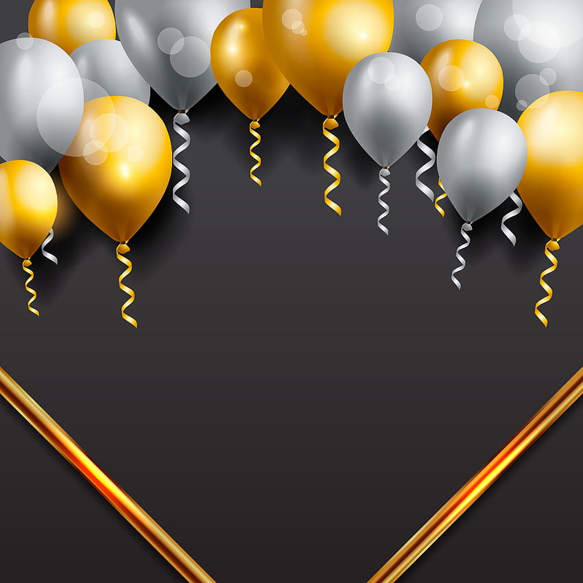 Balon Vektörlü Kutlama Arka Planı - Birtay Kutlama Arka Planı - -, Altın Balon HD telefon duvar kağıdı