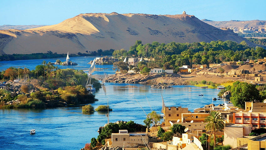 Asuan - Pełny ,., Nil Egipt Tapeta HD