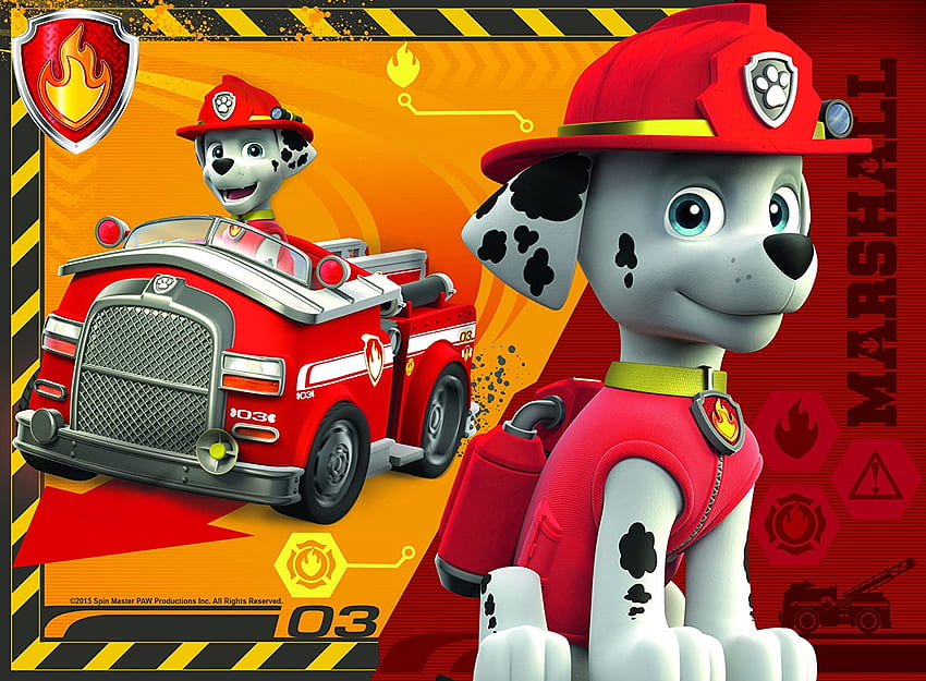 Toys & Games 12 Ravensburger 7033 Paw Patrol 4 in a Box Jigsaw Puzzles 16 20 and 24 Pieces Puzzles, Marshall Paw Patrol HD wallpaper