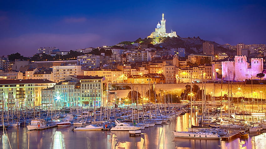 Marsilya Fransa Yat Yelkenli Marinalar Akşam HD duvar kağıdı