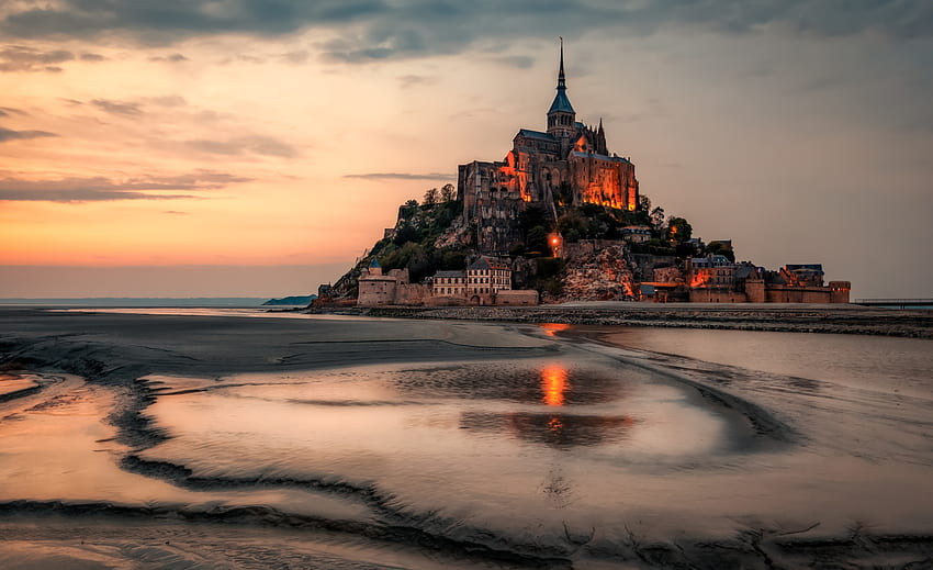 Mont-Saint-Michel แซงต์ ปราสาท มิเชล มองต์ วอลล์เปเปอร์ HD