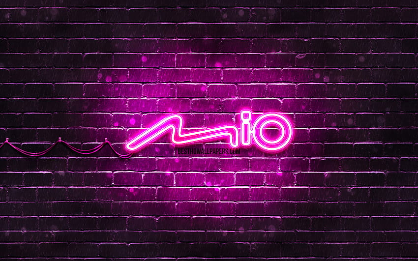Mio purple logo, , purple brickwall, Mio logo, brands, Mio neon logo ...