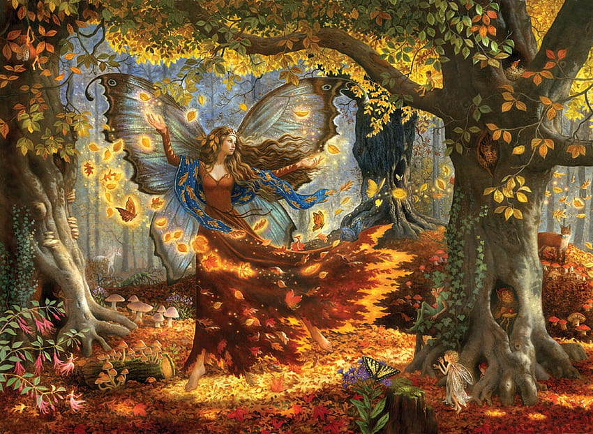 Autumn fairy, girl, art, toamna, fairy, fantasy, autumn HD wallpaper ...