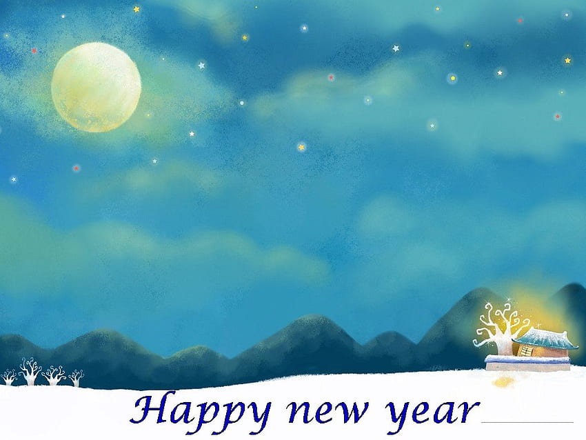 Old year night, decoration, sky, moon, new year HD wallpaper