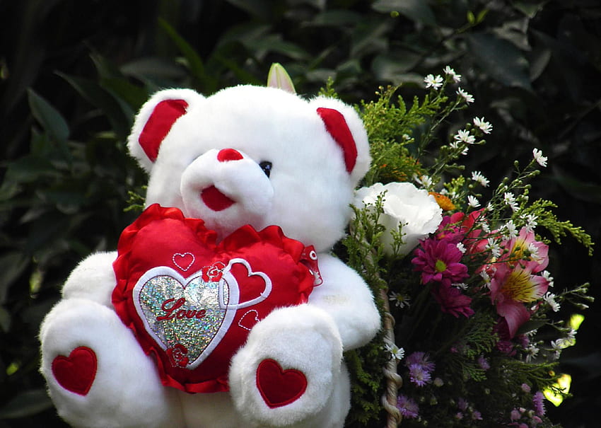 Love Teddy Bear, Flower Teddy Bear HD wallpaper | Pxfuel