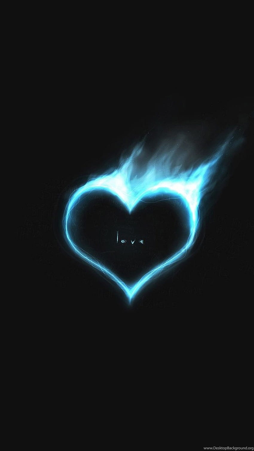 Corazón azul, corazón azul fuego fondo de pantalla del teléfono