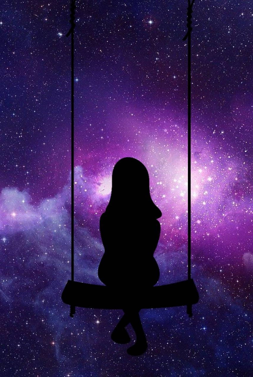Galaxy Girl Anime, lila Mädchen HD-Handy-Hintergrundbild