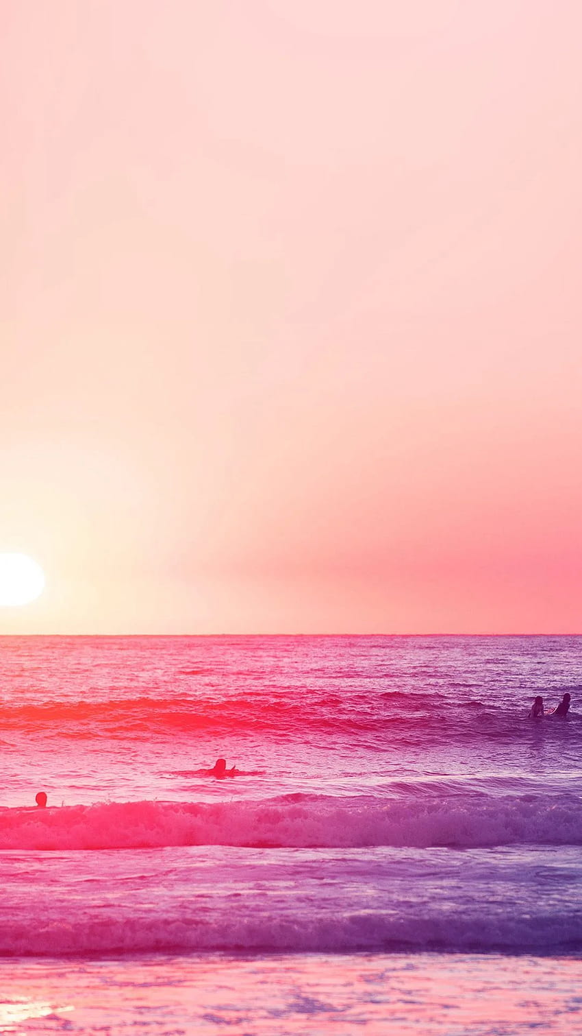 Glückliches Strand-Meer-Feiertags-Natur-Spaß-Stadt-Rosa iPhone 6 HD-Handy-Hintergrundbild